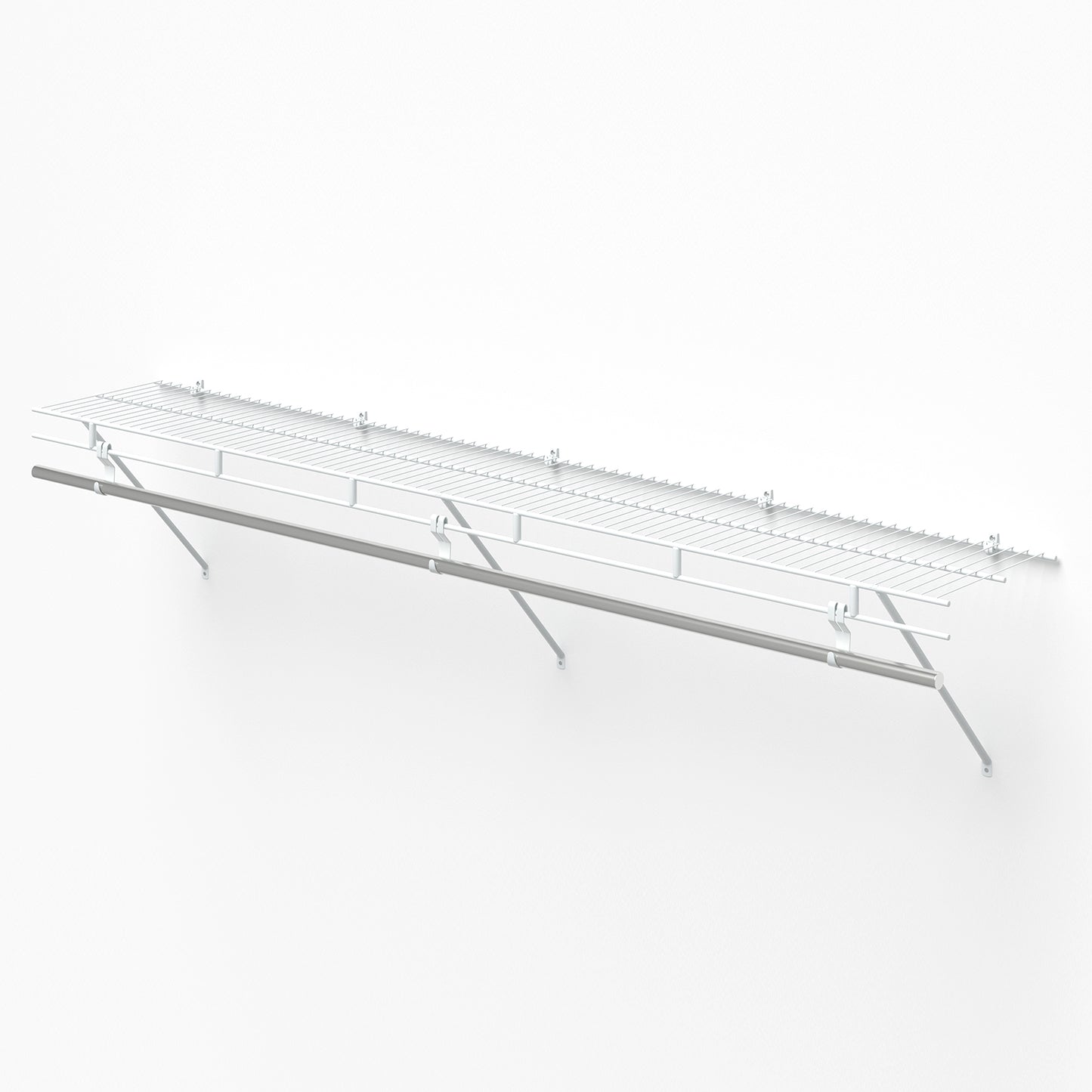 Closet Shelves Wall Mounted with Hanging Rod for Laundry Room