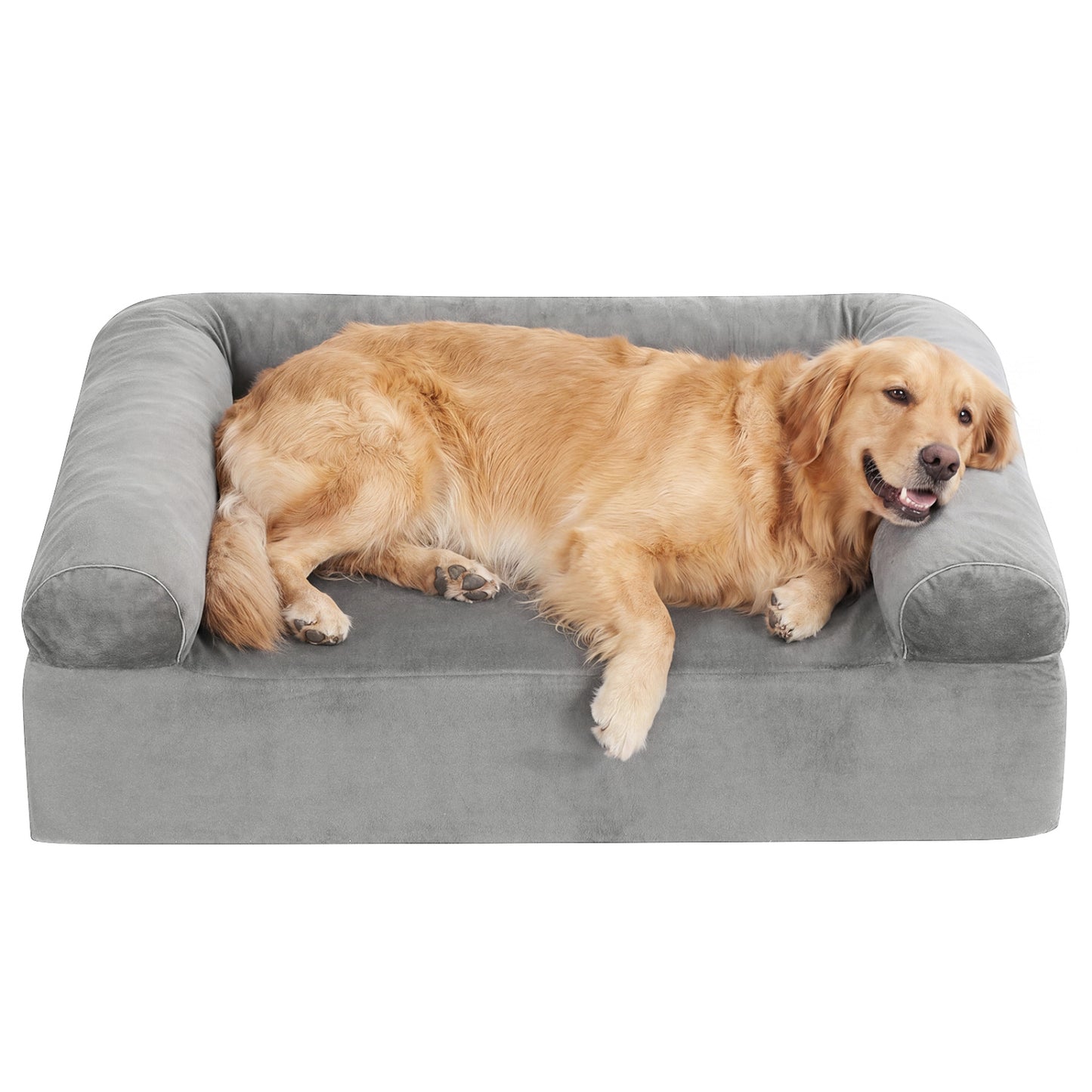 Dark gray cooling gel memory foam dog bed for medium dogs with washable cover, designed for comfort and temperature regulation.