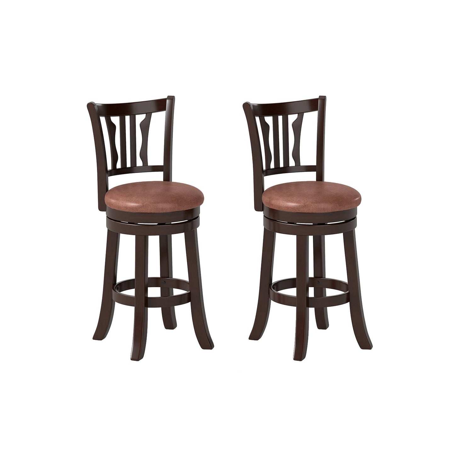 Counter Height Swivel Bar Stools Set of 2 with Back and Solid Rubber Frame-29