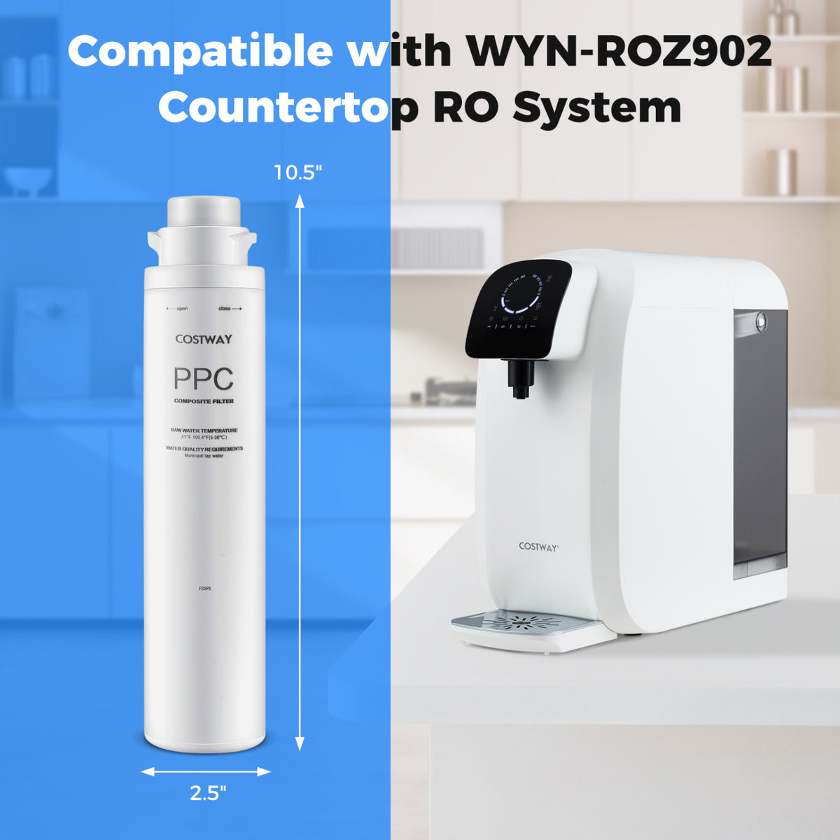 Countertop reverse osmosis water filtration system with replacement filter bundle, compact kitchen water dispenser by Wilsons Home Store