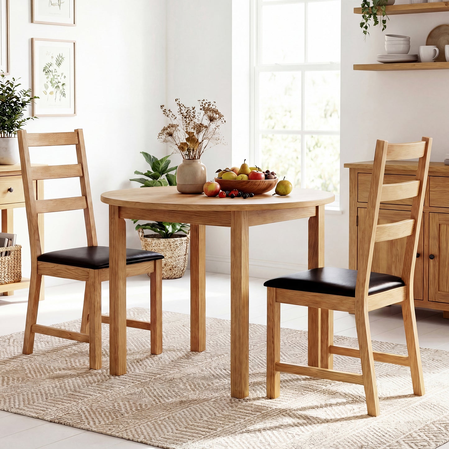 Dining Chairs Set of 2 Farmhouse Dining Room Chairs with Hollowed Backrest-Natural