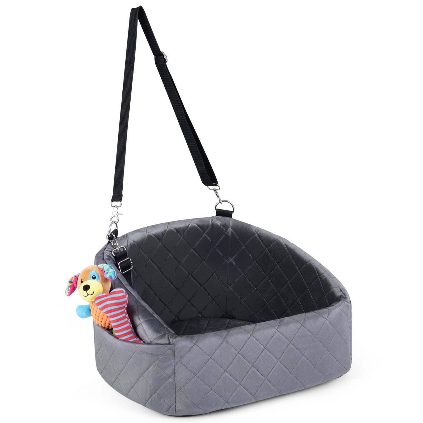 Dog Car Seat for Small and Medium Pets Soft Travel Dog Booster Seat with Safety Straps-Black