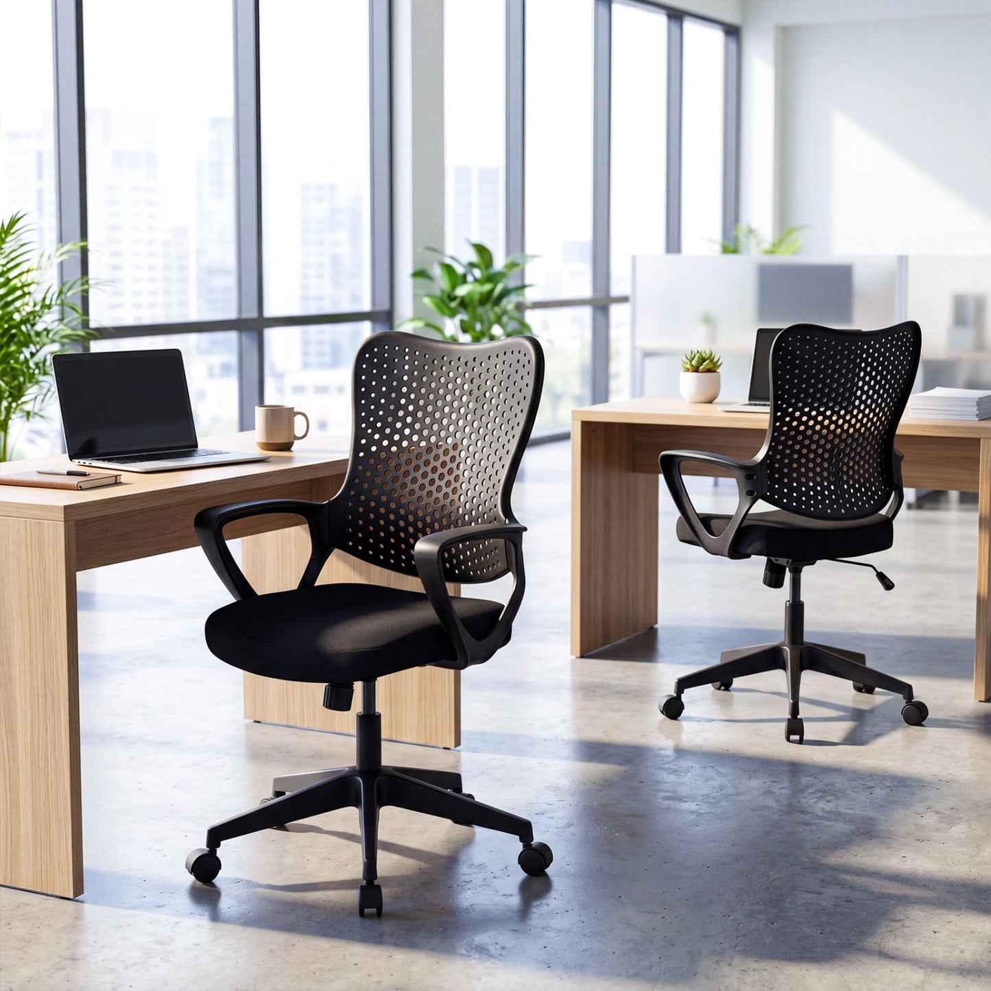 Ergonomic Office Chair Height Adjustable Computer Desk Chair with Breathable Butterfly Back-Black
