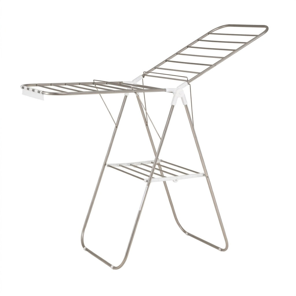 Foldable Clothes Drying Rack with Sock Clips Heavy-Duty Stainless Steel Frame-Blue