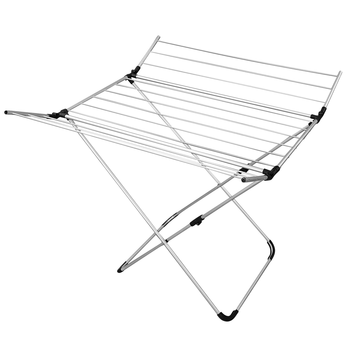 Folding Aluminum Clothes Drying Rack with 2 Side Wings