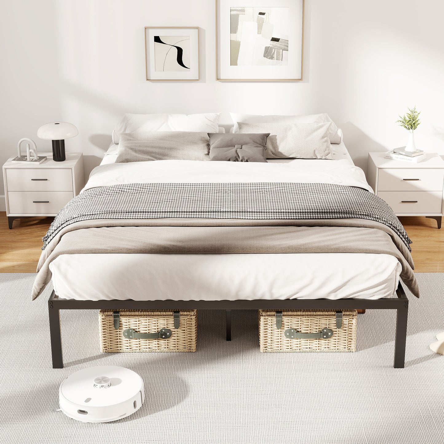 Full/Queen/King Size Metal Bed Frame Heavy Duty Support Slats Mattress Foundation-King Size