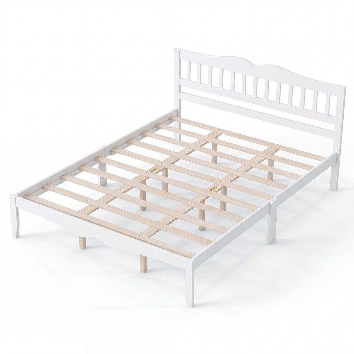 Full/Queen Size Modern Farmhouse Style Bed Frame with Solid Wood Frame-FullSize