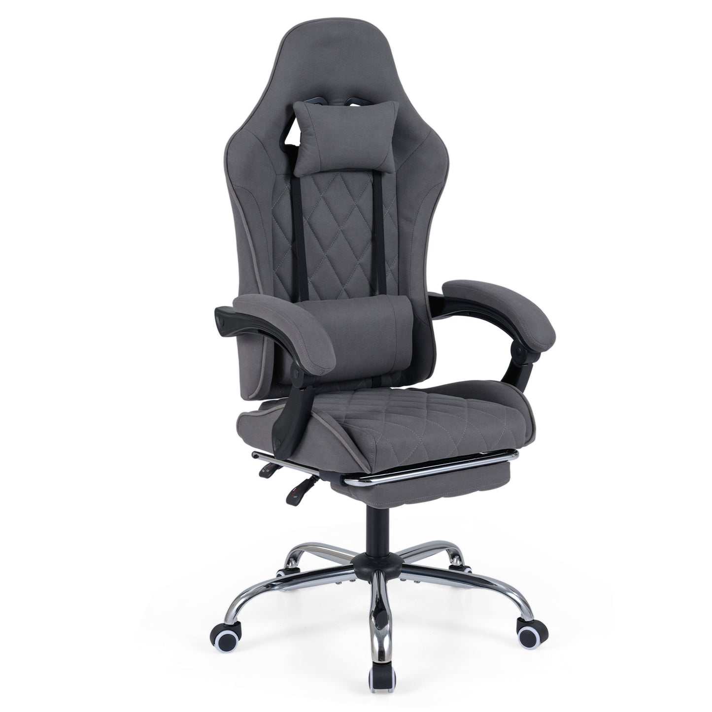 Gaming Chair Height Adjustable Computer Chair with Headrest and Lumbar Support-Gray