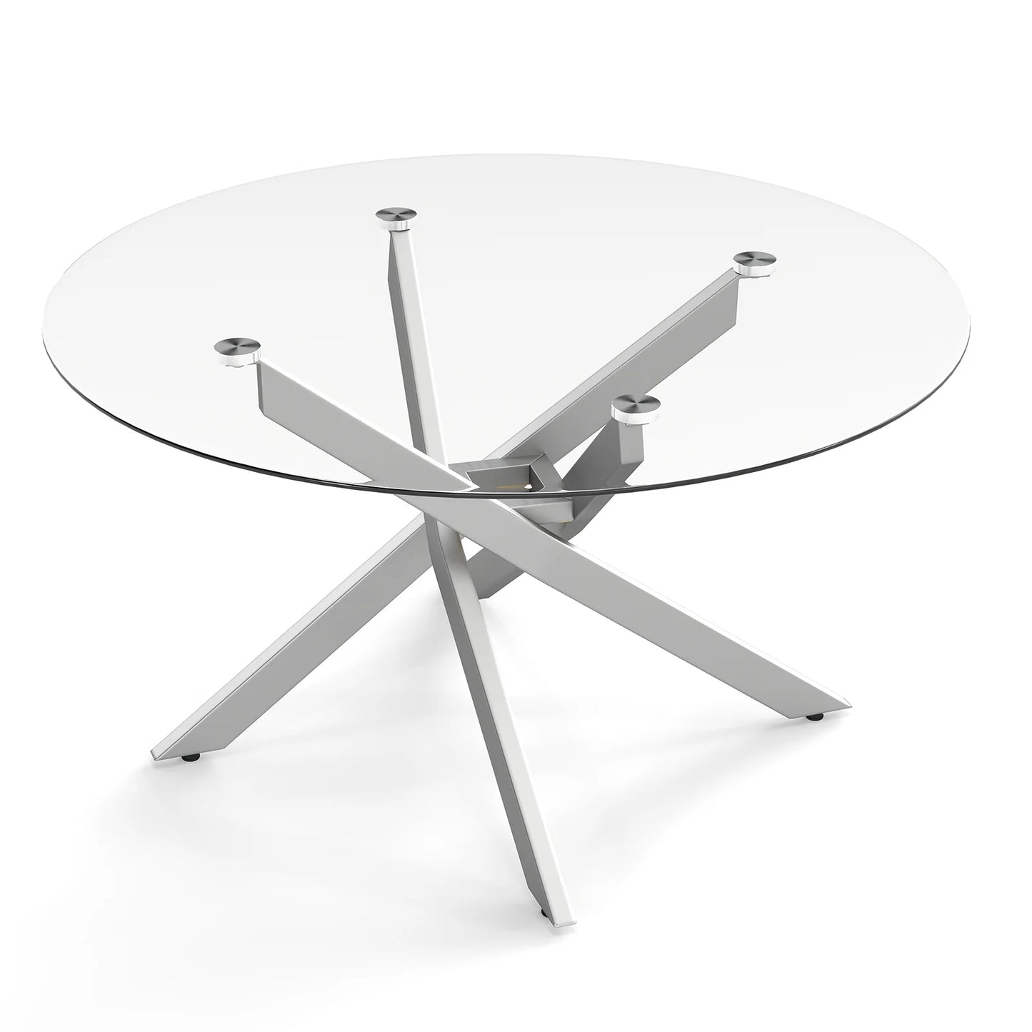 Glass Coffee Table Round Clear Center Table with Tempered Glass Top-Golden