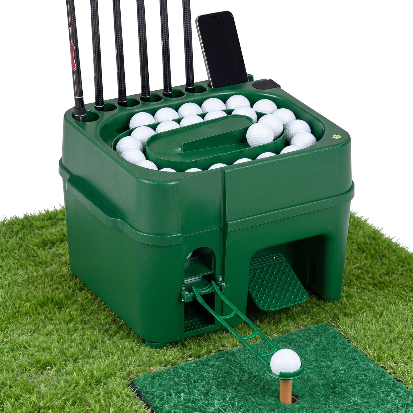 Golf Ball Dispenser 6-Club Holder & 50-Ball Capacity for Beginner Advanced Golfer