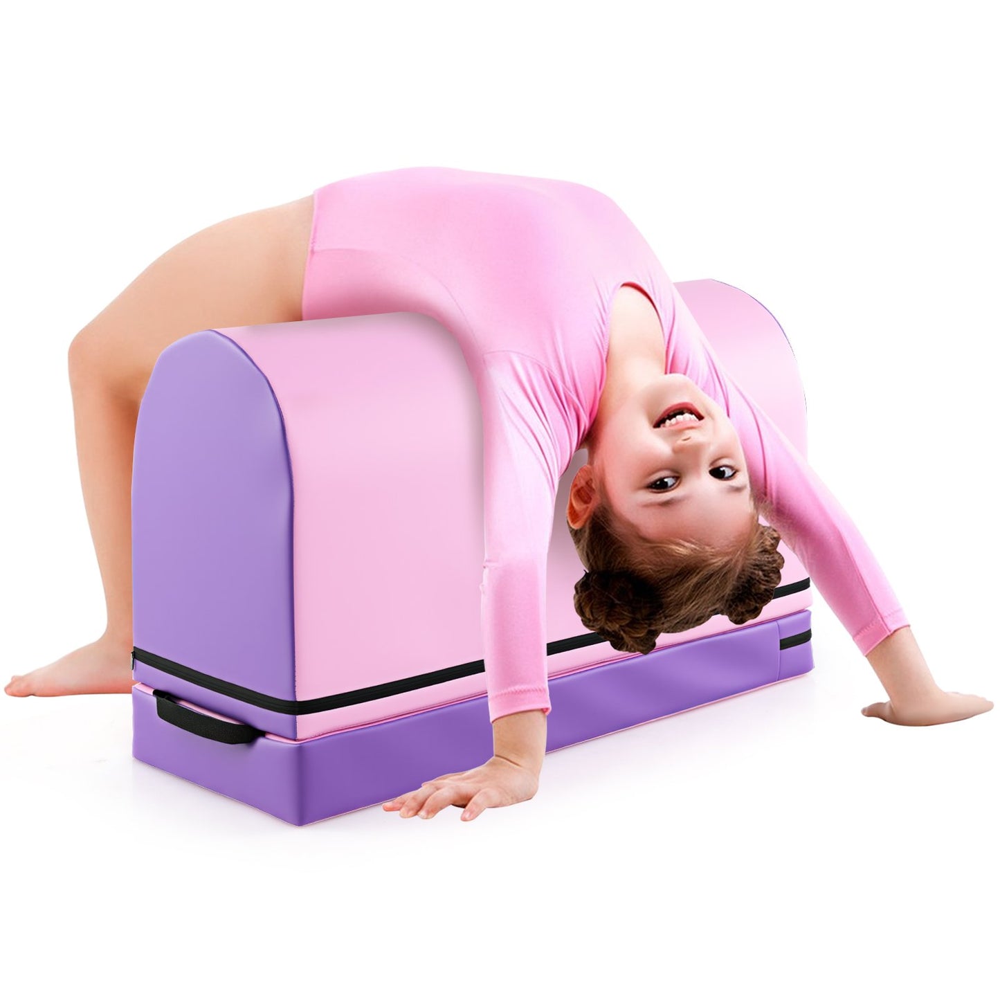 Gymnastics Vaulting Box with Detachable Mat Carrying Handle for Kids-Blue