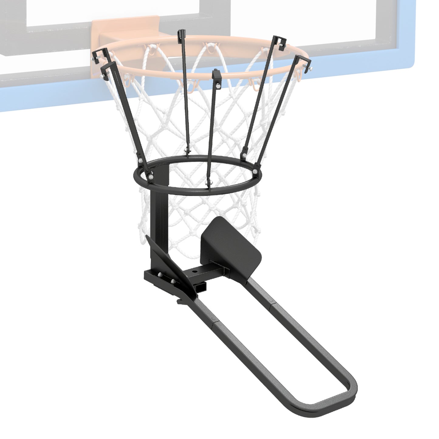 Heavy-duty basketball return attachment with six sturdy hooks, designed for sports training and durable basketball practice equipment.