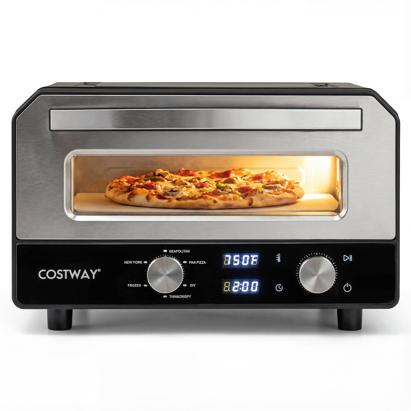 Indoor Electric Pizza Oven Countertop Pizza Oven for 12 Inch Pizzas-Black