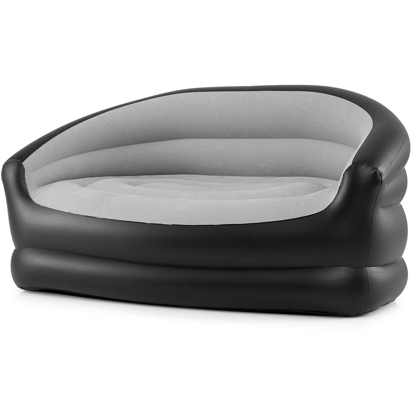 Inflatable Loveseat Couch Portable and Foldable 2-Seater Air Sofa for Adults with Flocked Surface-Grey