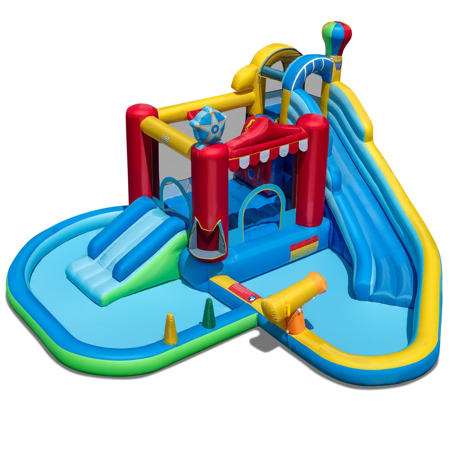 Inflatable Water Park with Splash Pool 50 Ocean Balls and 750W Blower