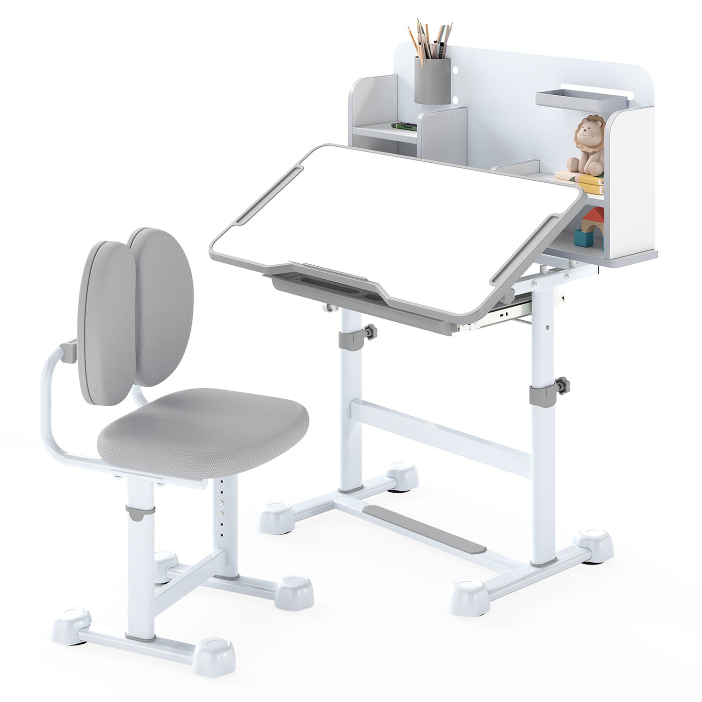 Kid's Study Desk and with Tilt Desktop and Pen Holder-Blue