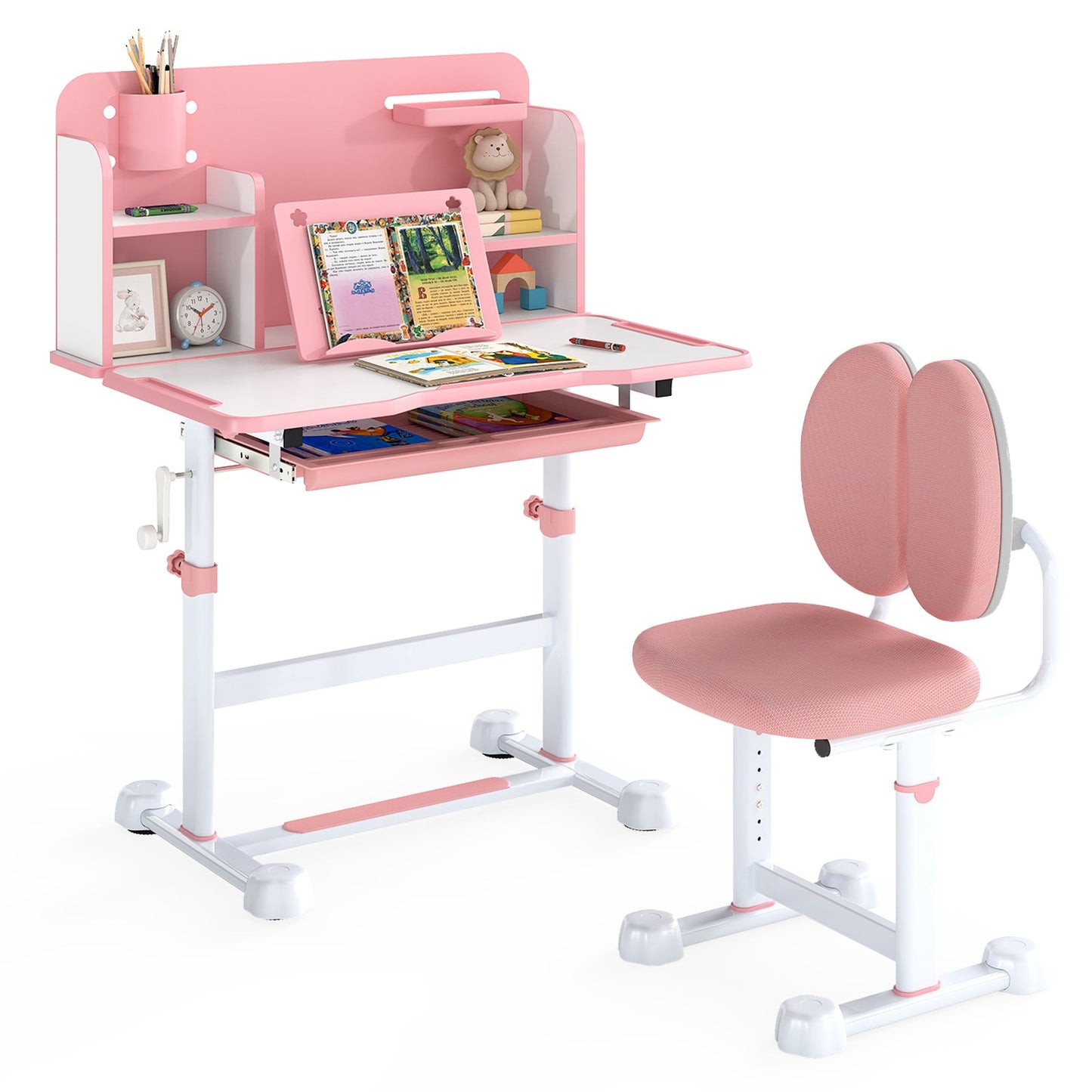 Kid's Study Desk and with Tilt Desktop and Pen Holder-Blue