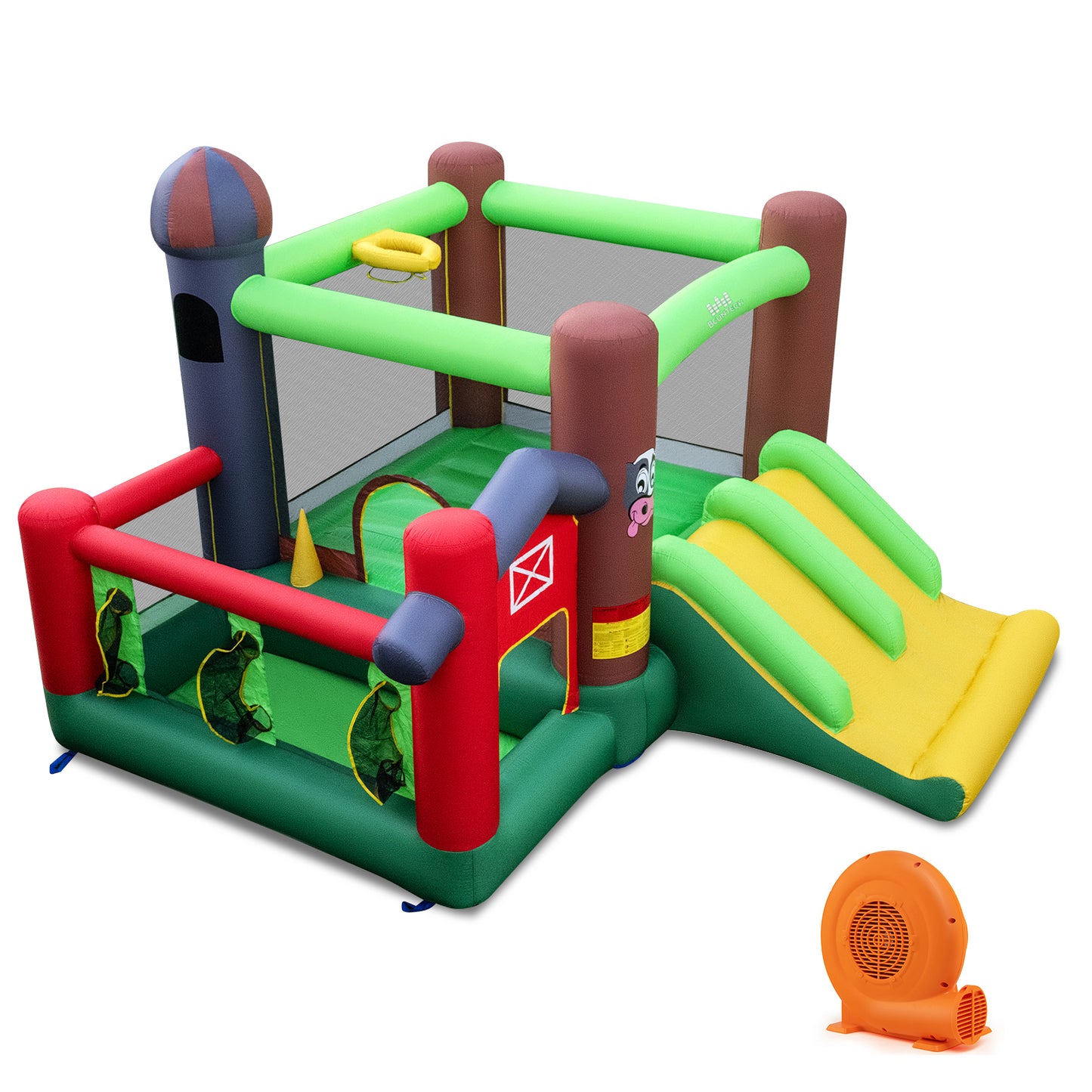 Kids Castle Slide Bouncer with 750W Blower and Dual Slides