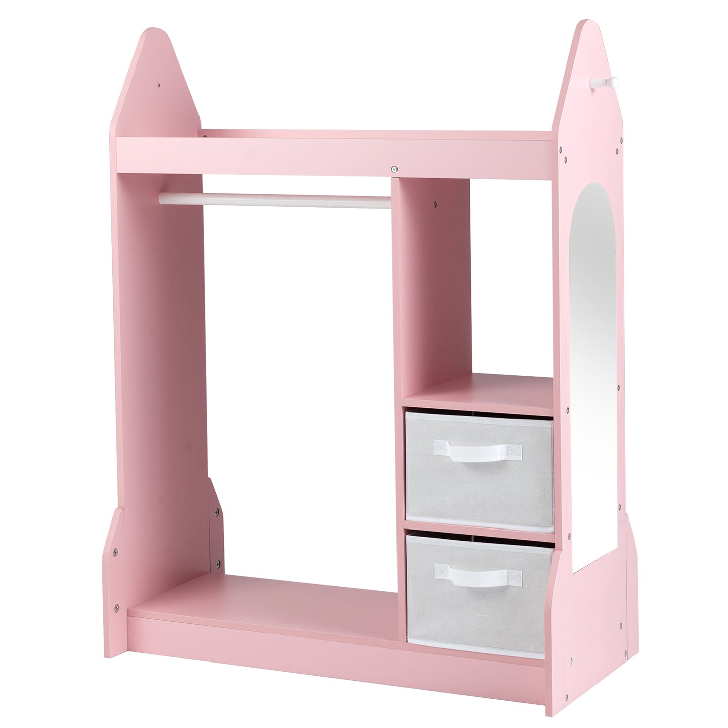 Kids Play Armoire Dresser with Cloth Hanger-Pink