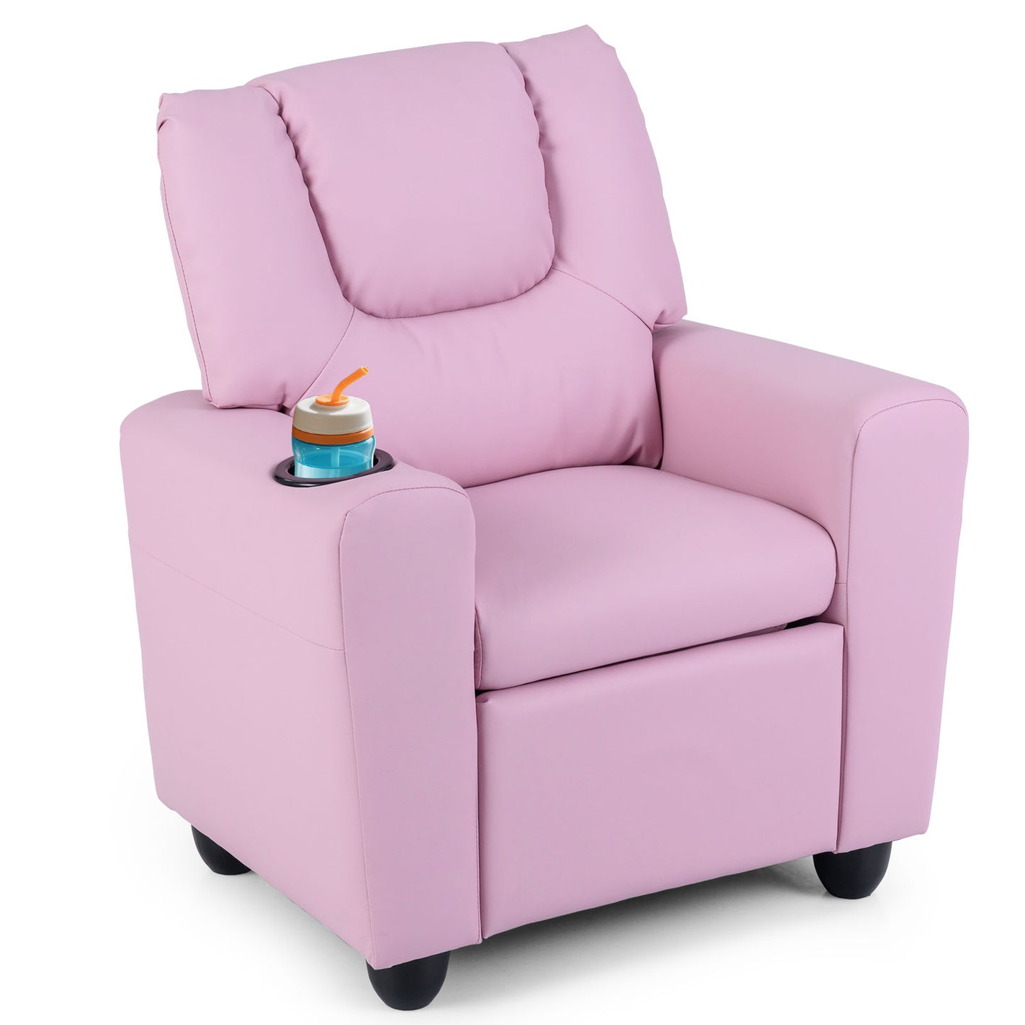 Kids Recliner Chair Push Back Toddler Reclining Armchair with Cup Holder-White