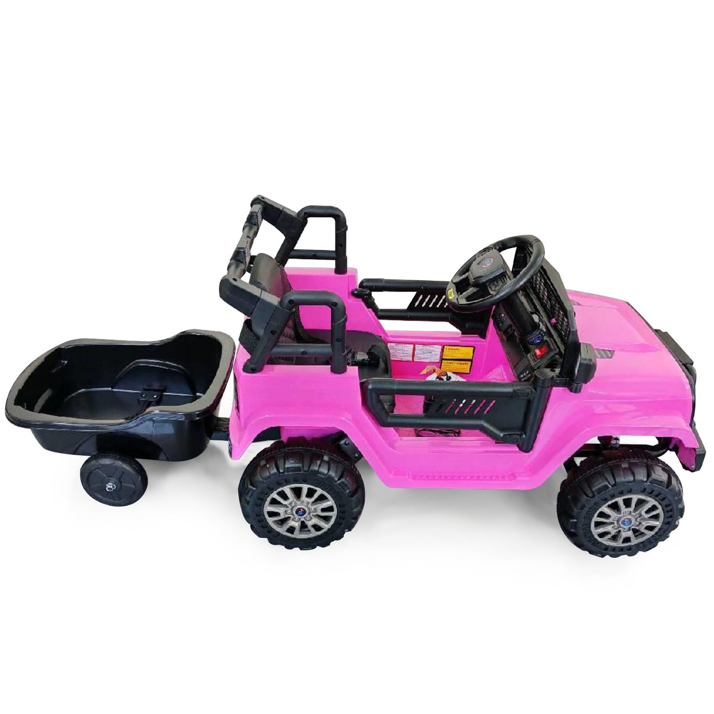 Kids Ride On UTV Car with Detachable Trailer 12V Battery Powered Ride On Truck-Black