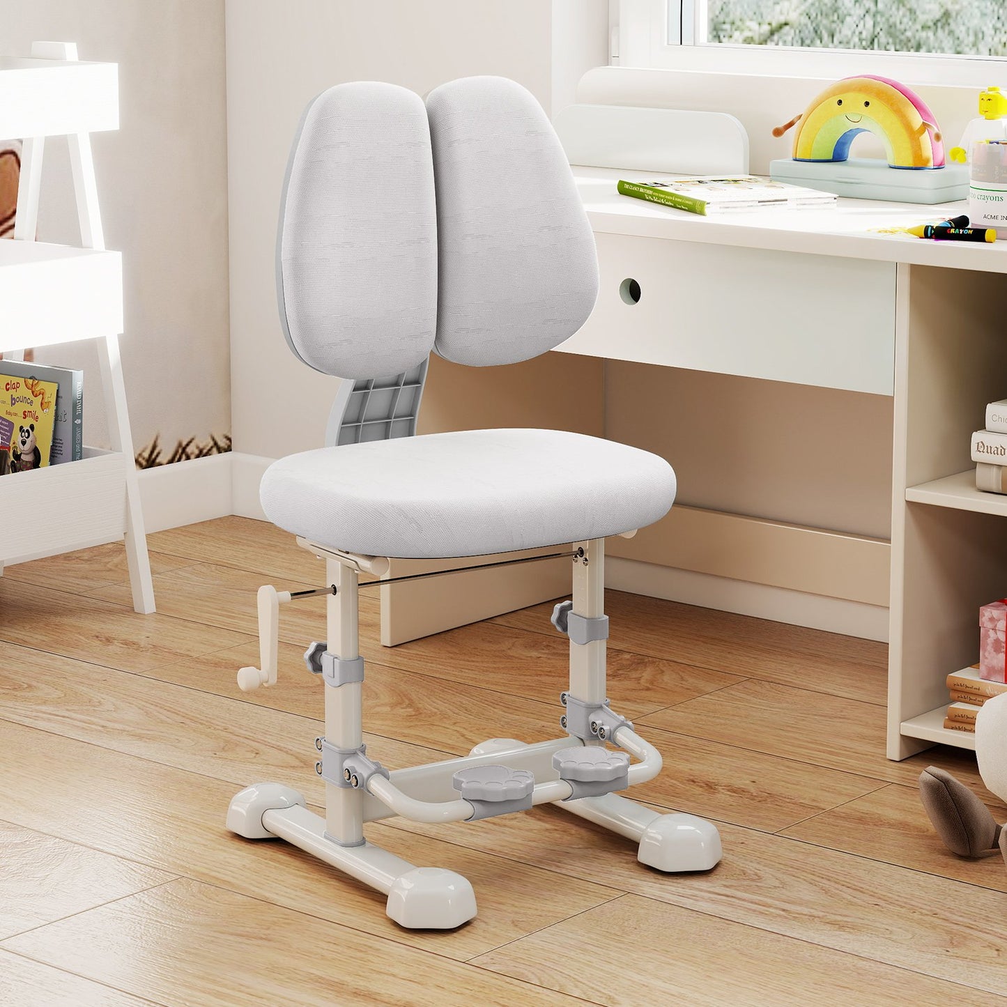 Kids Study Chair with Adjustable Double Backrest and Footrest-Blue