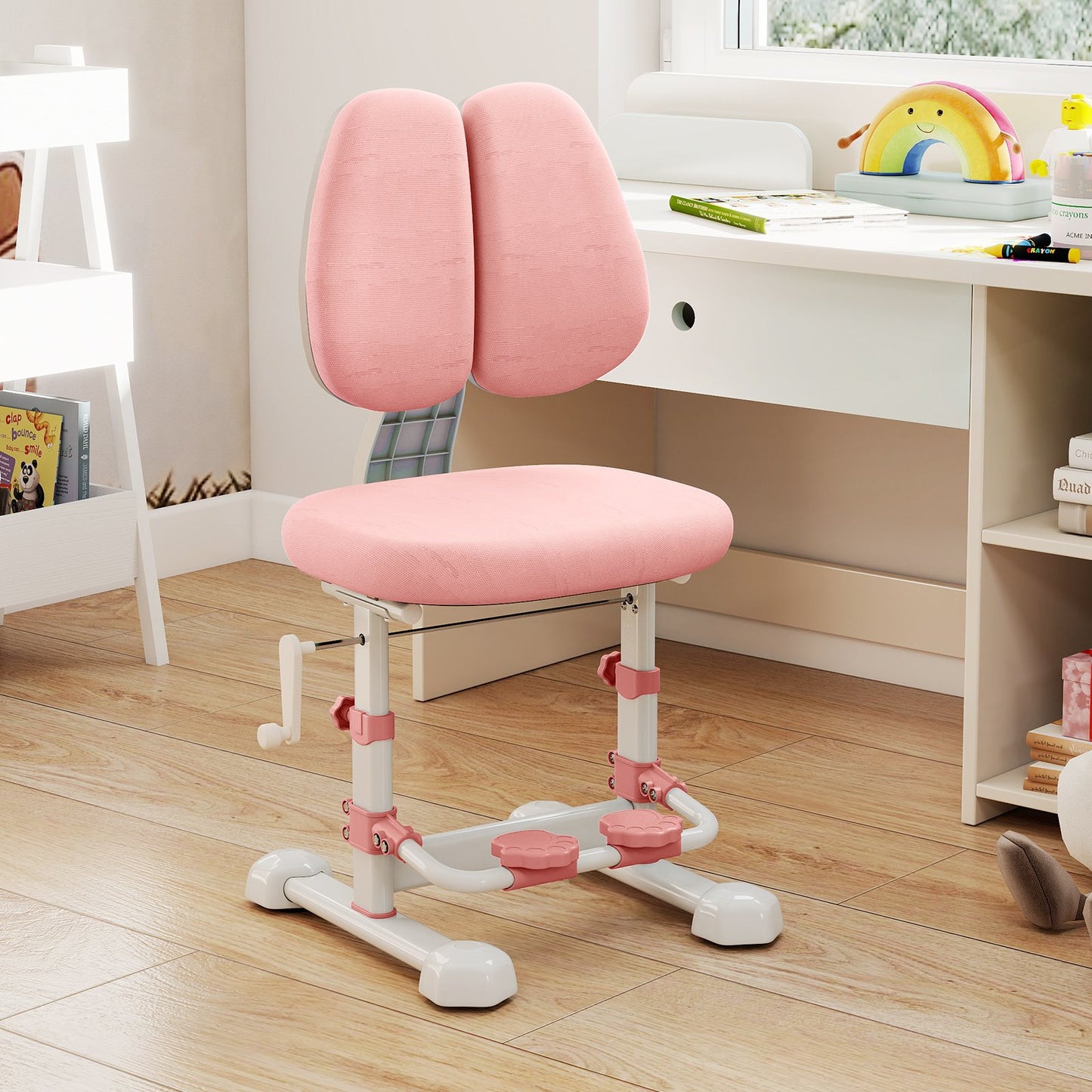 Kids Study Chair with Adjustable Double Backrest and Footrest-Blue
