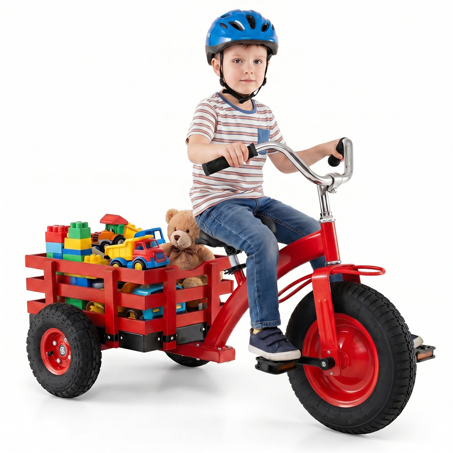 Green kids tricycle with 15-inch inflatable rubber tires, suitable for ride-on fun, from Direct by Wilsons Home Store.