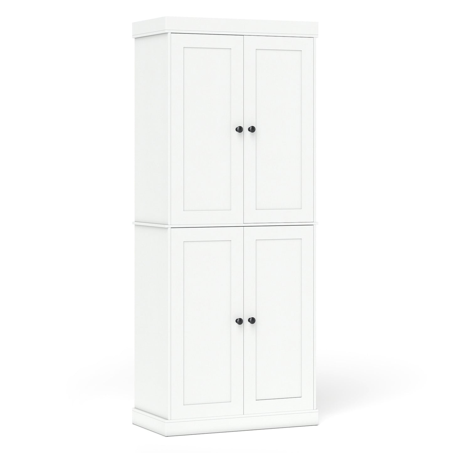 Kitchen Pantry Cabinet with 2 Adjustable Shelves and Anti-Tipping Kits for Living Room-Black