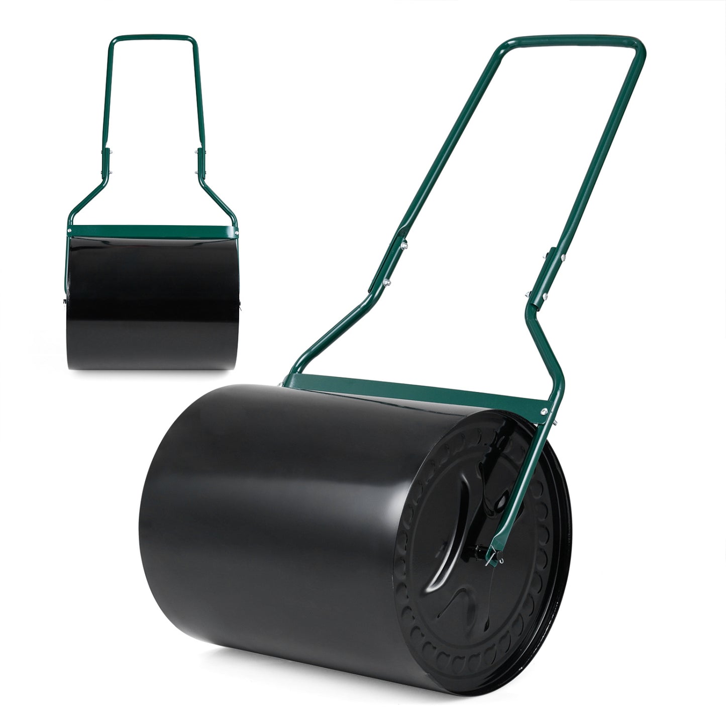 16-gallon water and sand-filled lawn roller with leak-proof inlet, ideal for outdoor garden and lawn care.