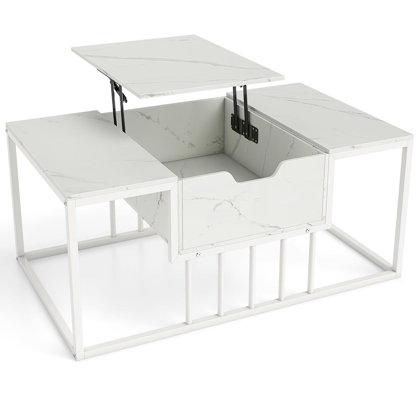 Lift Top Coffee Table Modern Center Table with Hidden Storage Compartment-White