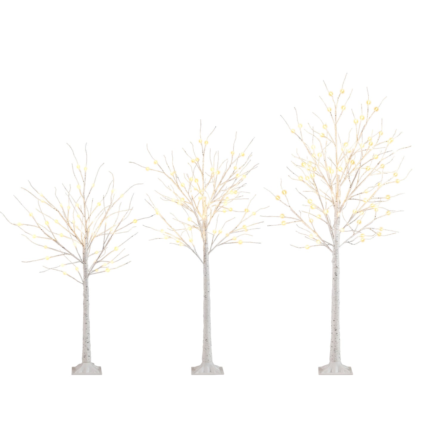 Lighted Birch Tree Set of 3 with 4/5/6 FT Pre-Lit Artificial Christmas Tree for Holiday Party