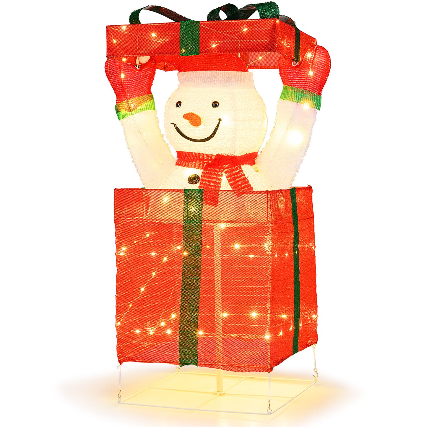 Lighted Snowman in Gift Box Christmas Decoration