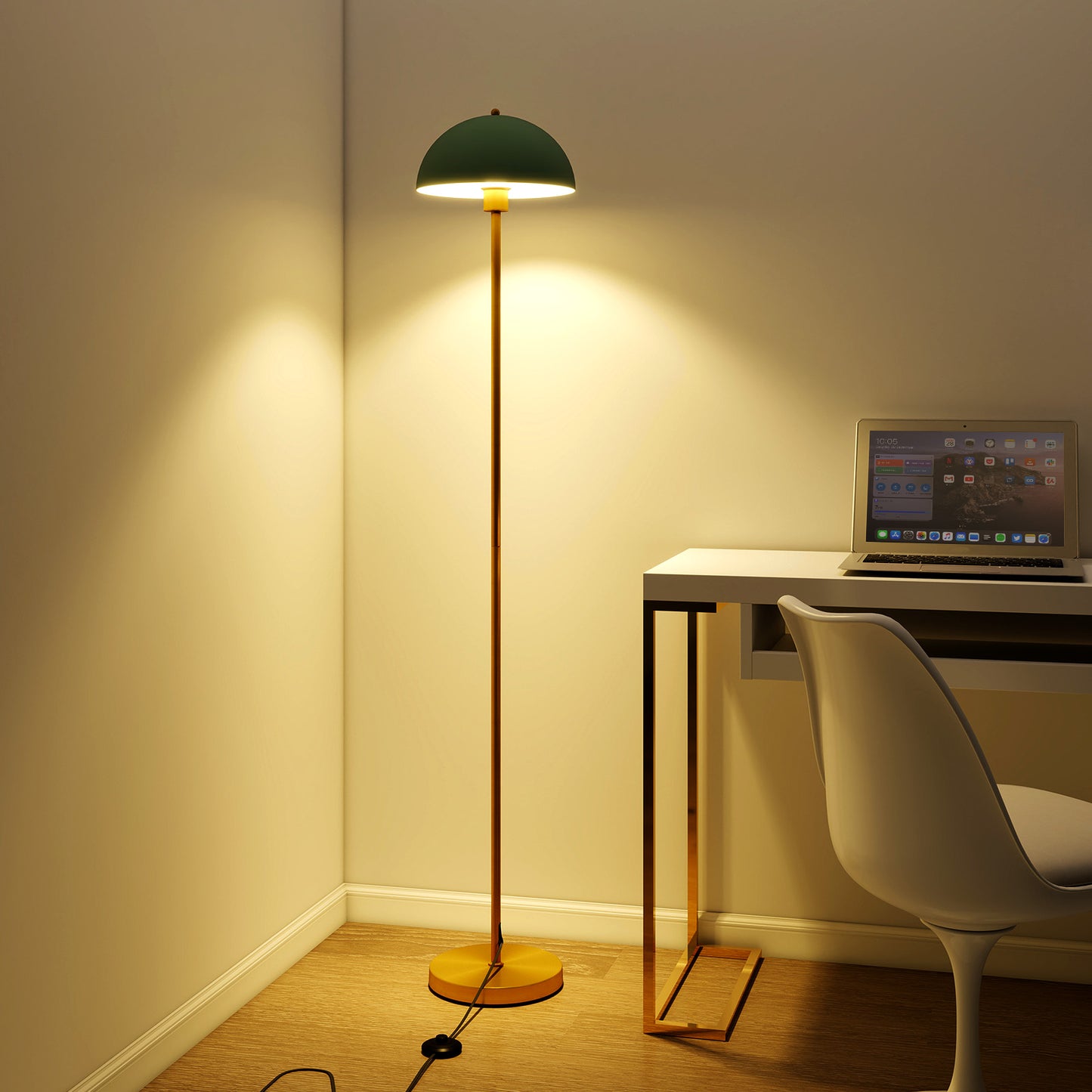 Modern Standing Lamp with Adjustable Lamp Head and Foot Switch