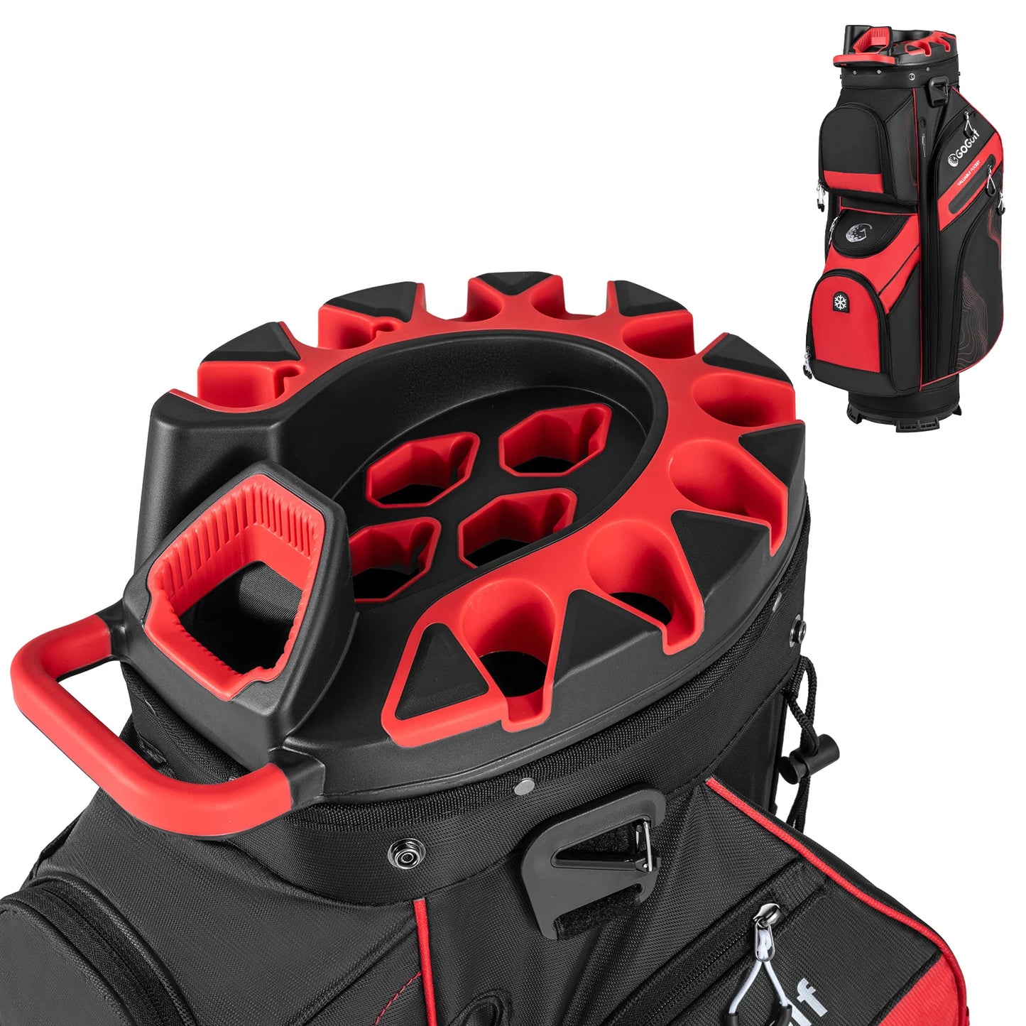 Molded Lock Top Golf Cart Bag with 14-Way Full Length Dividers and 11 Pockets-Green