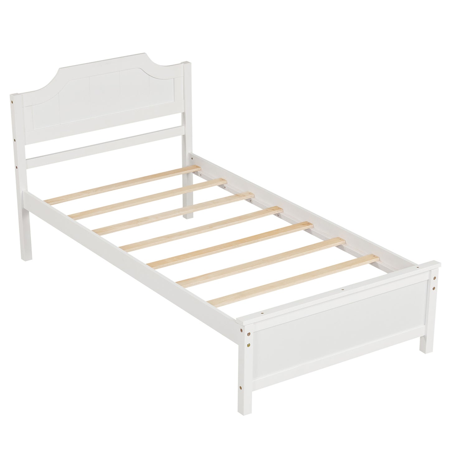 Multiple Size Solid Wood Platform Bed Frame with Headboard in White-King Size