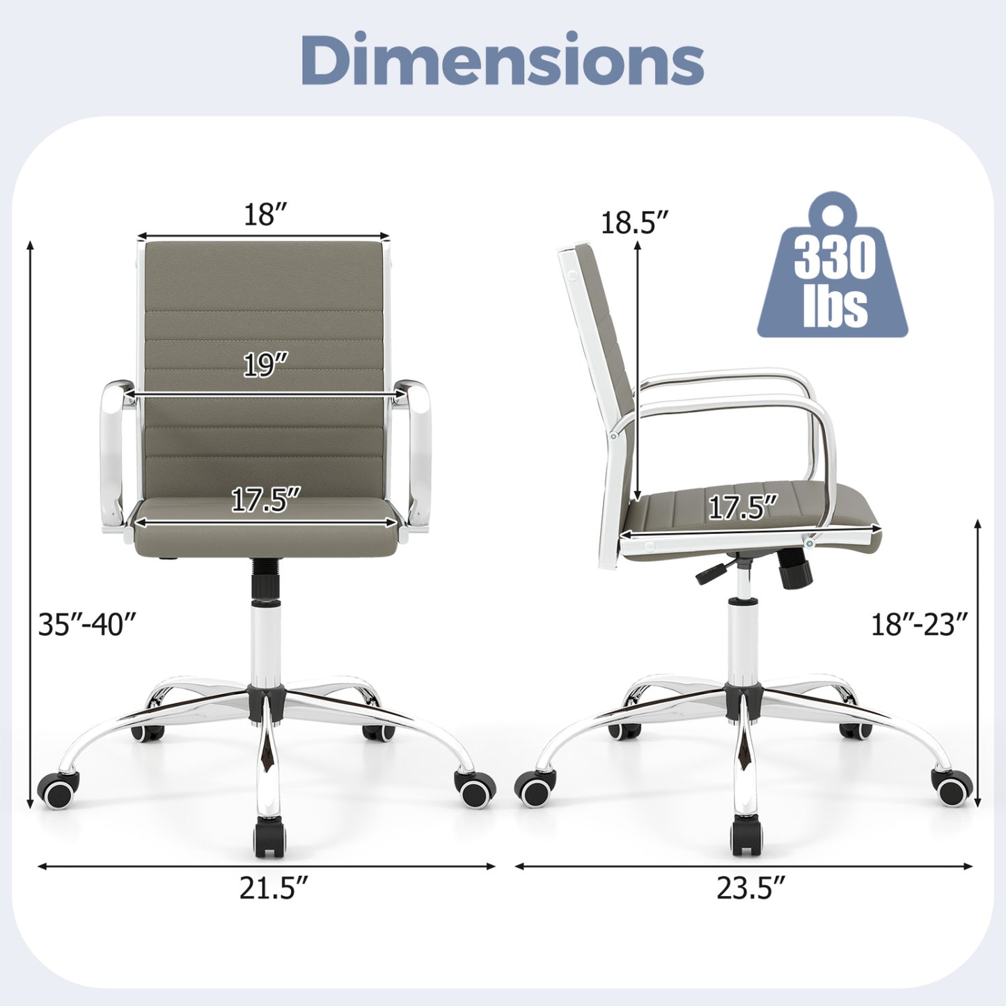 Office Chair Height Adjustable Conference Room Chair with Rocking Backrest Armrests-Black