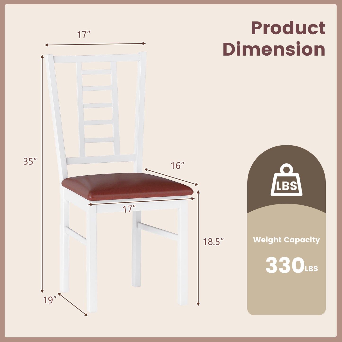 PU Leather Upholstered Wood Dining Chairs Set of 2-Walnut