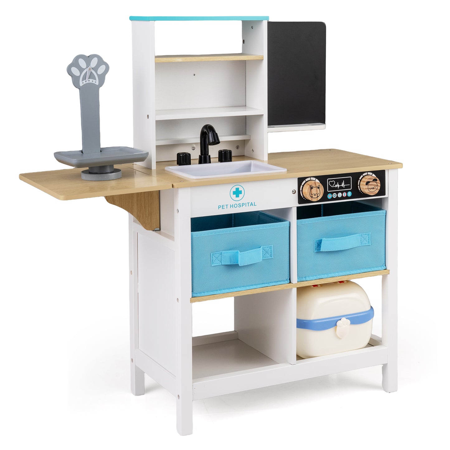 Play Doctor's Office Wood Medical Center Toy Set with Blackboard-Pink