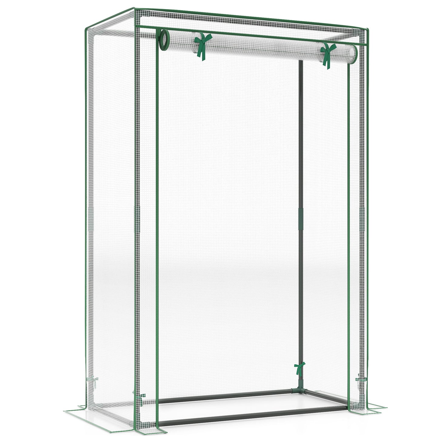Portable Mini Greenhouse with Roll-Up Zippered Door-Green