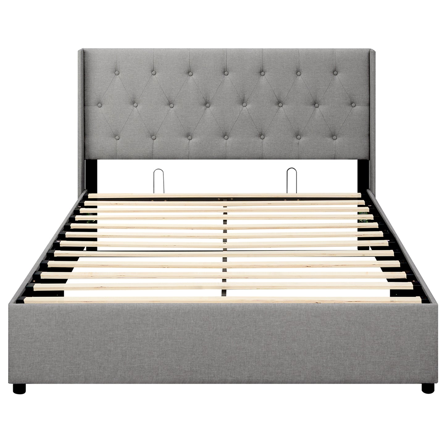 Queen Size Lift-up Storage Bed Modern Linen Upholstered Platform Bed-Beige