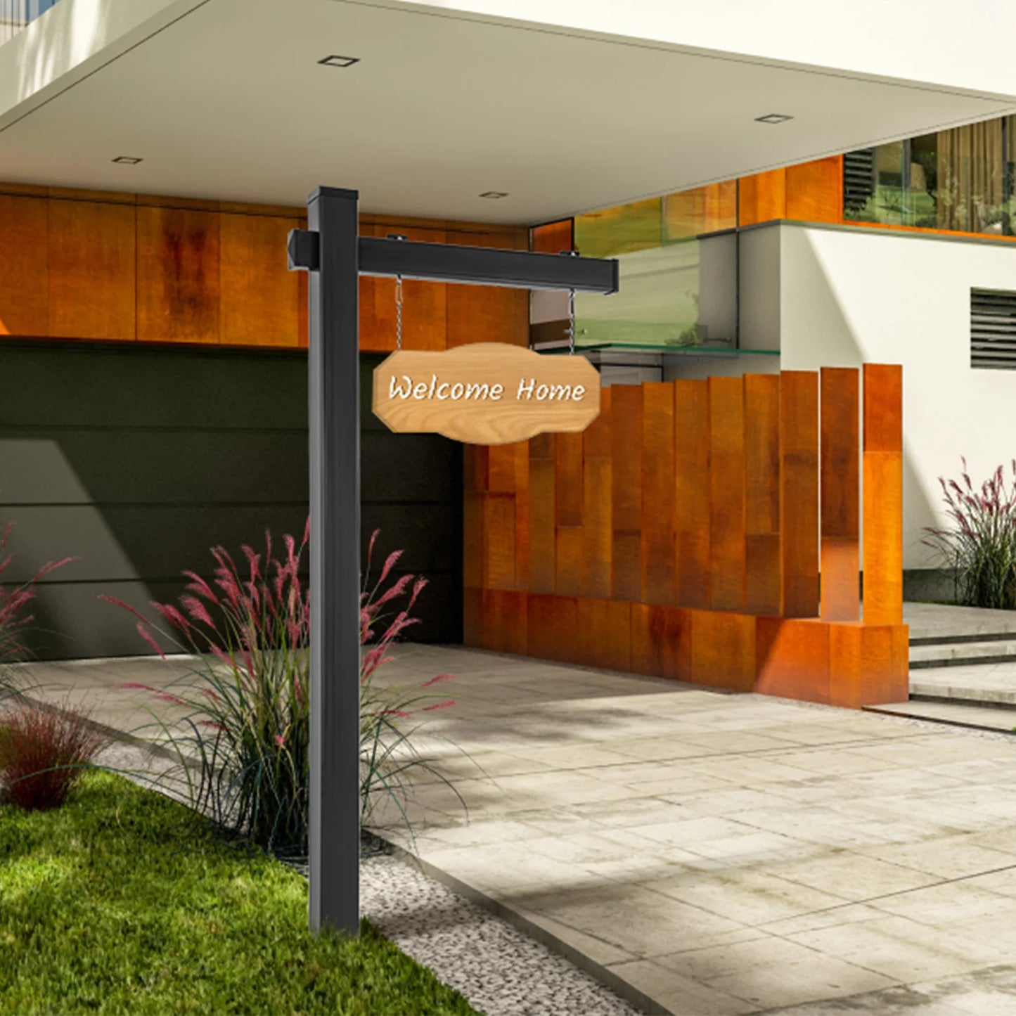 Set of 2 6 Feet Vinyl UPVC Real Estate Realtor Yard Sign Post-Black