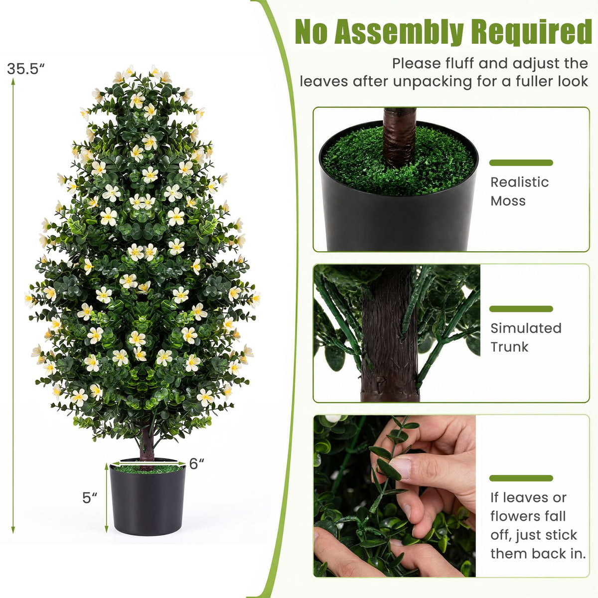 Set of 2 Artificial Topiary Trees 3 FT Fake Bushes Sun-Resistant-Purple