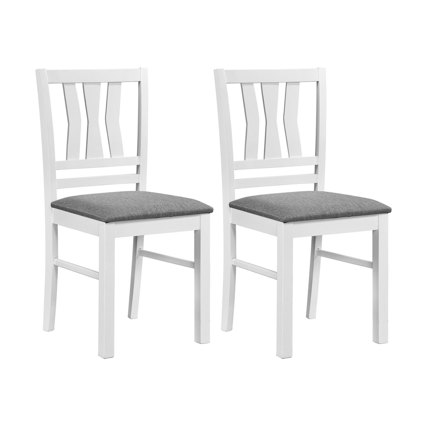 Set of 2 linen style upholstered kitchen dining chairs with wood frames in white, designed for stylish comfort.