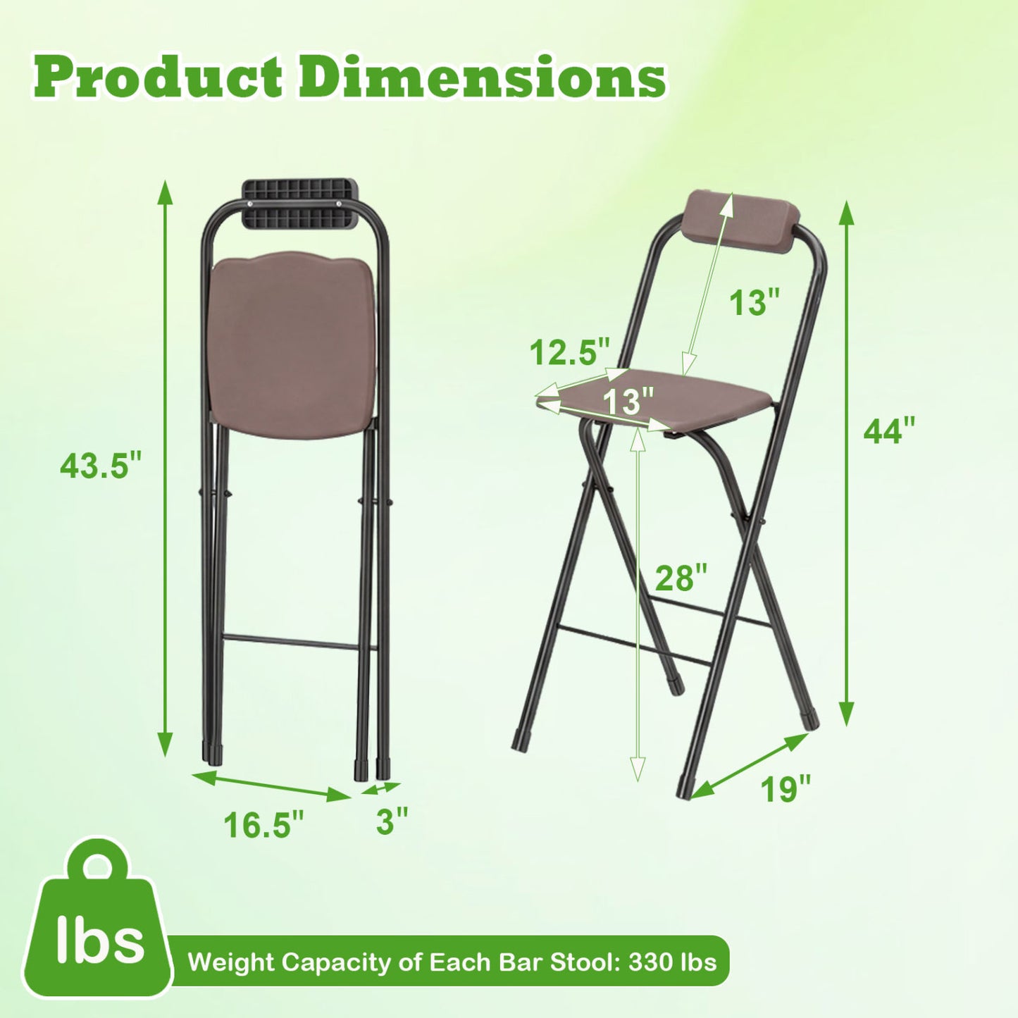 Set of 2 black portable outdoor bar height stools with ergonomic seats and footrests, ideal for patio or outdoor seating.