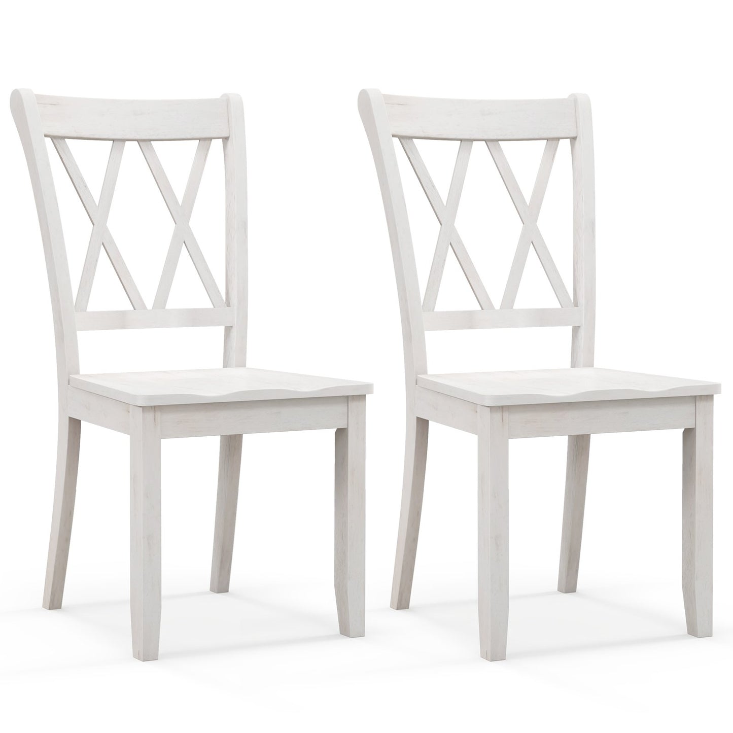 Set of 2 Wooden Dining Chairs Mid Century Farmhouse Retro Kitchen Chairs-Brown