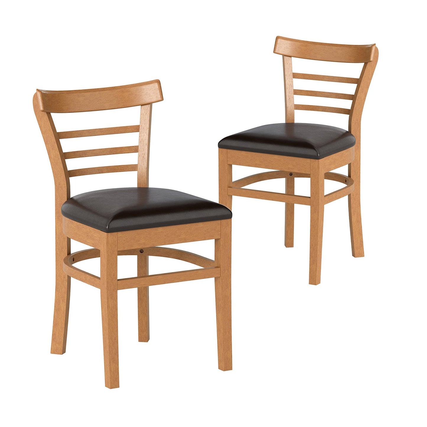 Set of 2 Wooden Dining Chair with Rubber Wood Legs for Restaurant-Black