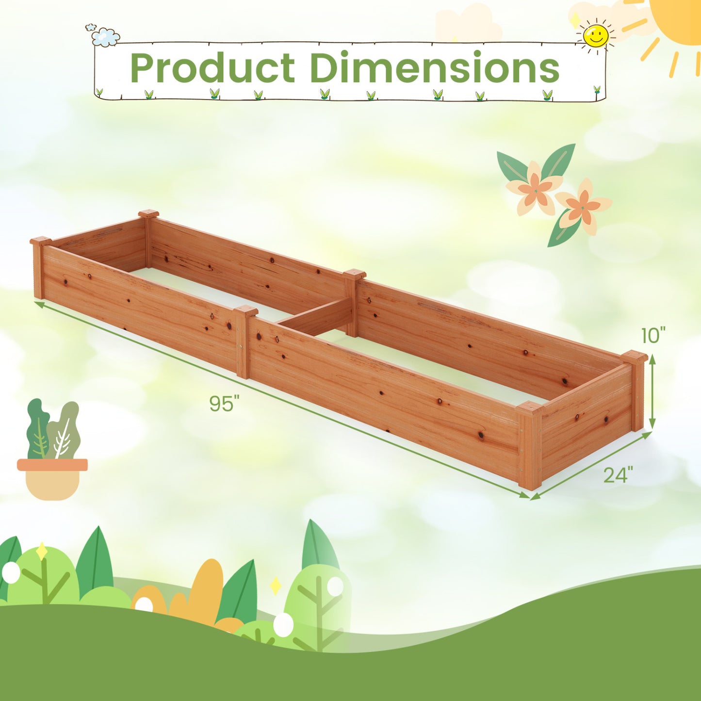 Set of 2 Wooden Vegetable Raised Garden Bed for Backyard-Brown
