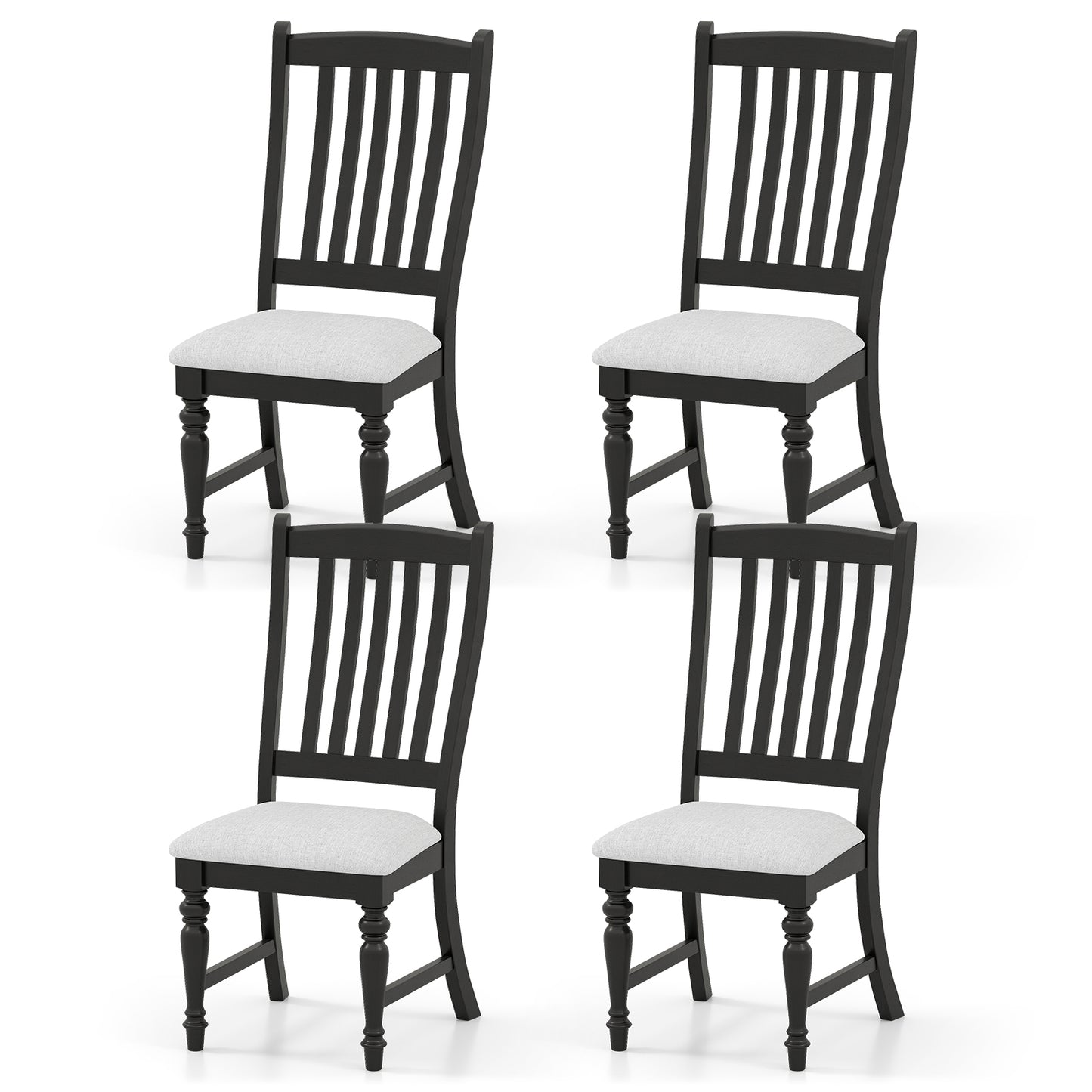 Set of 4 Dining Chairs Kitchen Side Chair with Solid Wood Legs-Black
