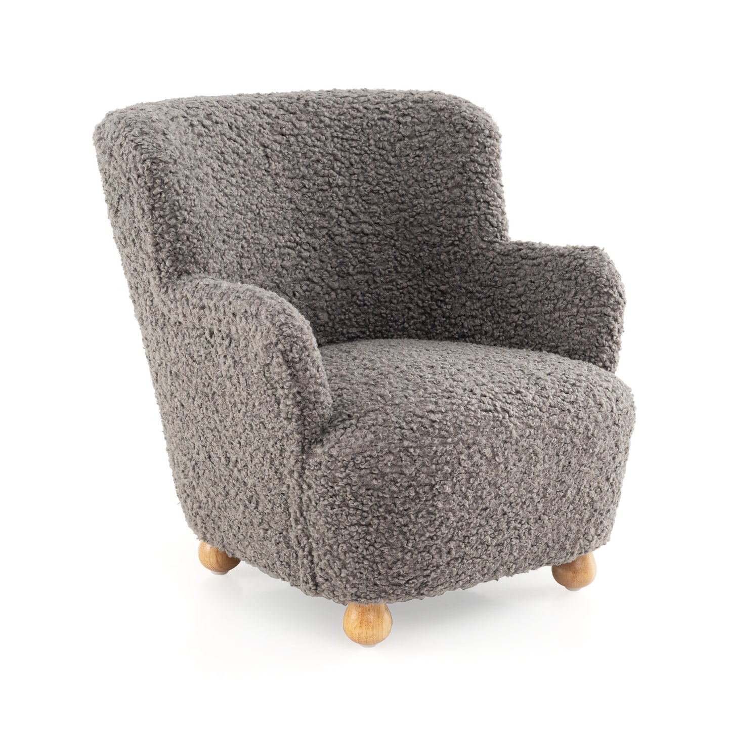 Sherpa Kids Sofa Comfy Toddler Armchair with Solid Rubber Wood Legs-Pink